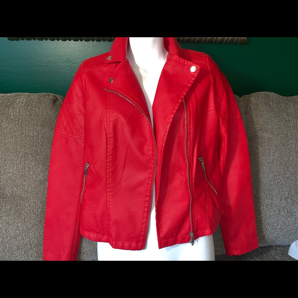 Red leather jacket